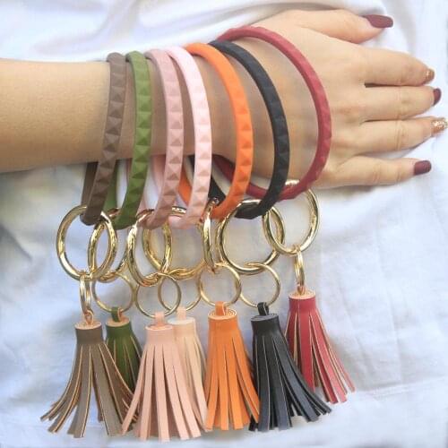New Soft Rhombic Silicone Wristlet Keychain For Women Girls Creative Car Leather Tassel Keychain Wrist Strap Bag Charms