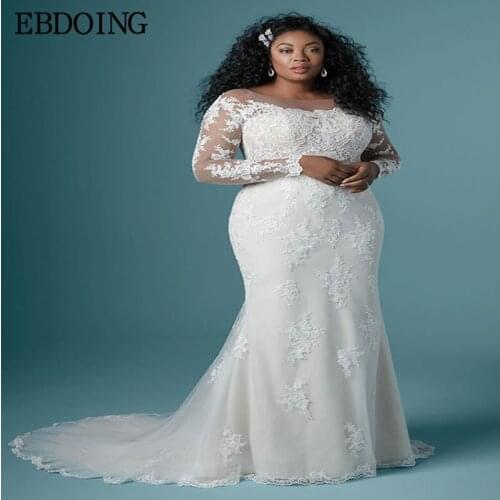 Charming Wedding Dress Mermaid Lace For Women Scoop Neckline Court Train Vestidos De Novia Bride Dress Plus Size Wedding Gowns