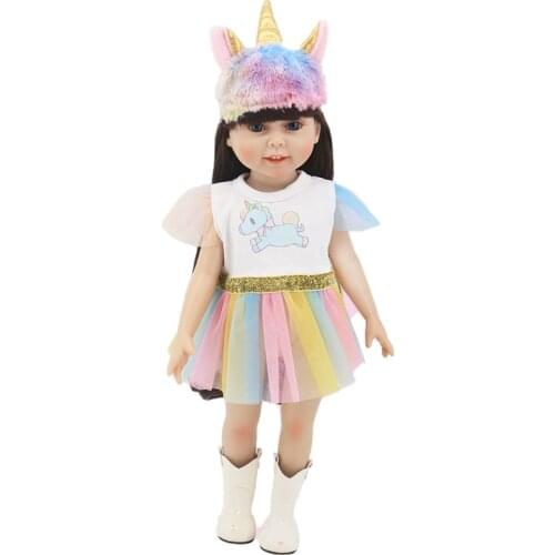18 Inch Doll Clothes Fashion Dress Handmade for Doll Accessories Reborn New Born Baby American Girl Unicorn Dolls Suit