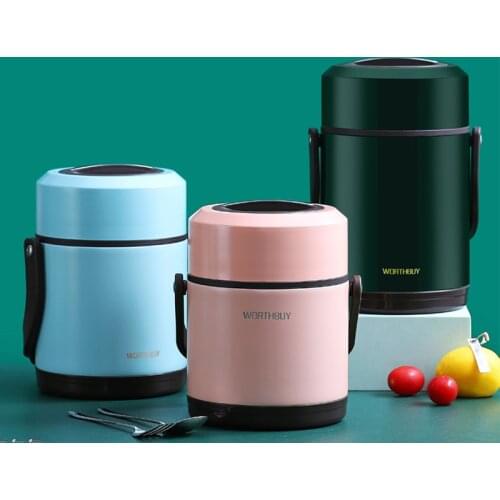 2021 New 1.3/1.6/1.9L Stainless Steel Food Thermos 12-24 Hours Vacuum Lunch Box Thermo Container Soup Jar Insulated Thermoses