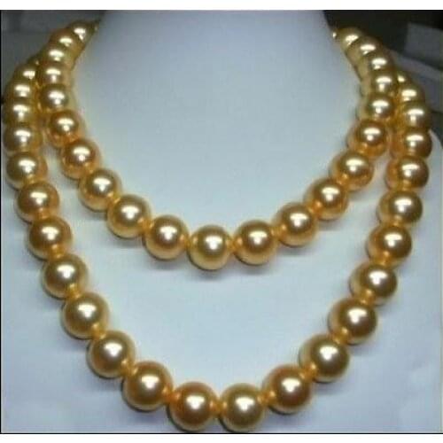 Genuine South Sea Golden Pearl Necklace 36 Inch 10-11mm 14k Gold Clasp