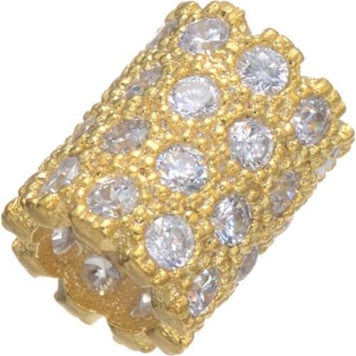 Gold/Rhodium Color Luxury Micro Pave CZ Crystal Perlas Copper Spacer Tube Beads Fit Necklace Bracelet Accessories Jewelry Making