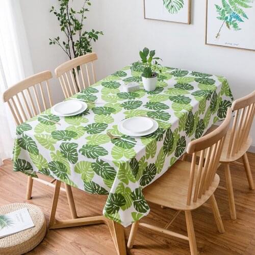 Green Leaf Table Cover Linen Dining Table Cloth Rectangular Tablecloths for Rectangular Table Party Decoracion Home Decor