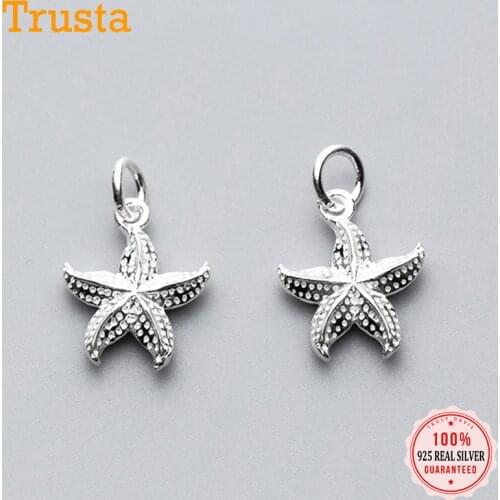 Trustdavis Real 925 Sterling Silver Personality Fashion Sweet 3D Starfish Charm Pendant Handmade DIY Accessories Wholesale DZ27