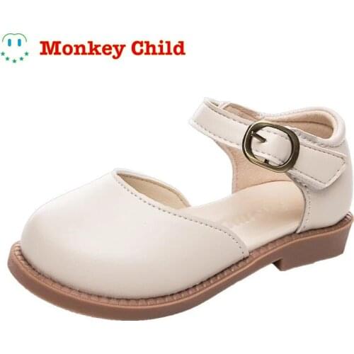 Comfortable Black Princess Sandals 2021 Spring New Girls Leather Shoes Simple Casual Childrens Single Shoes Summer Fashion Sand