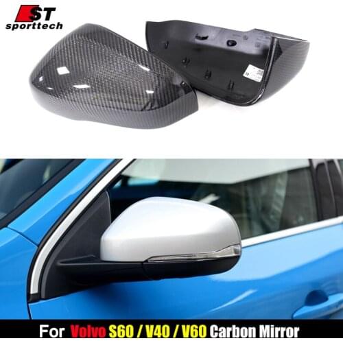 Carbon Fiber Rear View Mirror Cover For For Volvo S60 V40 V60 XC60 S80 2012-2014/15 2016 2017 2018 Paste&Replace Car Accessories