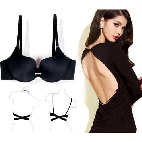 Japanese Deep V Push Up Sexy Bra Underwire Underwear Women Soutien Gorge Thin Half Cup Solid Color Lingerie Beautiful Back