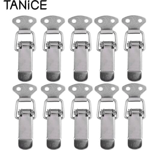 TANiCE 10Pcs Iron Nickel Alloy Toggle Latch 75mm Tension Lock Lever Clasp Closures Crate Lock Snap Lock Silver For Toolbox Case