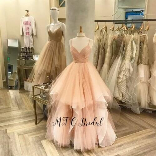Vestido De Festa 2019 Long Charming Evening Dress Pleat Tulle Tiered A Line Floor Length Formal Occasion Women Dresses Customize