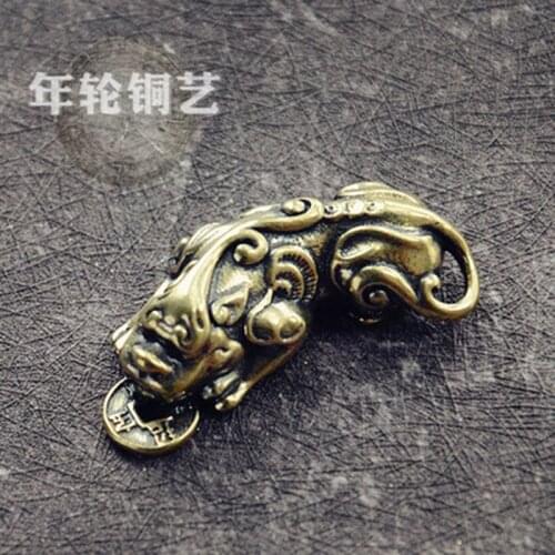 ZOCDOU 1 Piece Retro Pure Copper Lucky Animal Statue Little Figurine Crafts Figure Ornament Miniatures