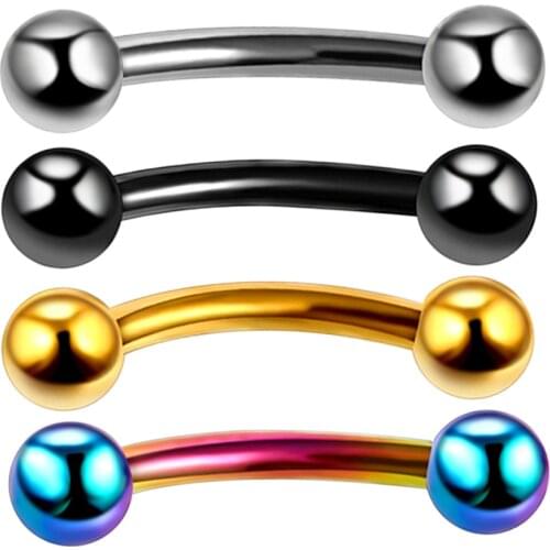 1Pc Titanium Eyebrow Piercing Mixed Colors Curved Barbell Banana Piercings Bijoux Earlets Lip Helix Piercings Body Jewelry 16G