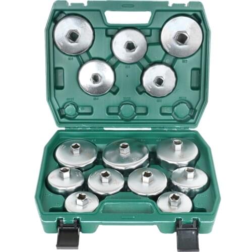 14PCS Universal Auto Car Oil Filter Wrench Tool Set Caps Non-slip With 12.5mm(1/2") Cartridge Style Filter Housing