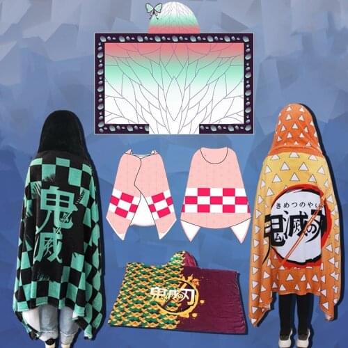 160CM Japan Anime Demon Slayer Agatsuma Zenitsu Kamado Tanjirou Kamado Nezuko cloak Plush Cape Model cos Gift