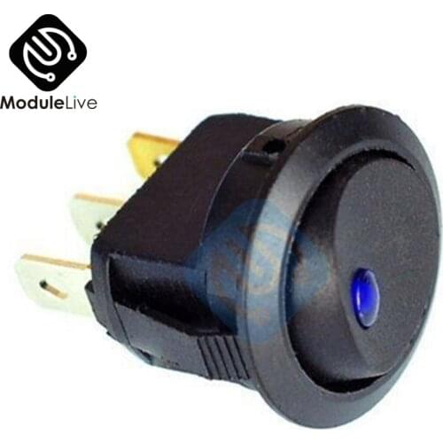 2Pcs AC 125V 250V Toggle Switch 3 Pins Car Round Dot LED Light Rocker Push Button Switch Tools Blue Red Yellow Green