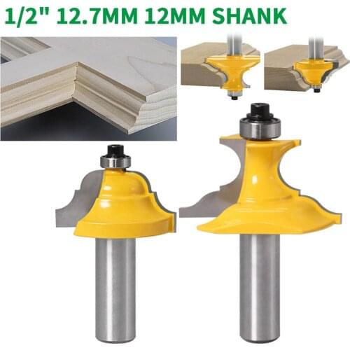 2PC/Set 1/2" 12.7MM 12MM Shank Milling Cutter Wood Carving Wainscoting Roman Ogee & Pedestal Router Bit C3 Carbide Tipped Wood