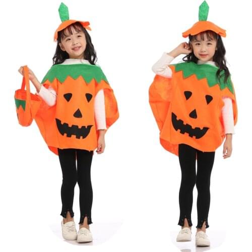 2pcs Xmas Party Costumes with Bag Kids Adults Pumpkin Costume Cosplay for Girl Boy Fancy Dress 90-185cm