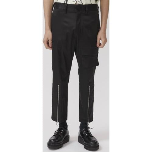 2021 mens casual pants loose Capris zipper stitched slim versatile pants trendy male teenagers