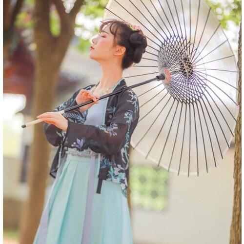 3Pcs Chinese Traditional Dress Women Floral Printed Green Black Stage Dance Performance Streetwear Party Dress Outfits 2021