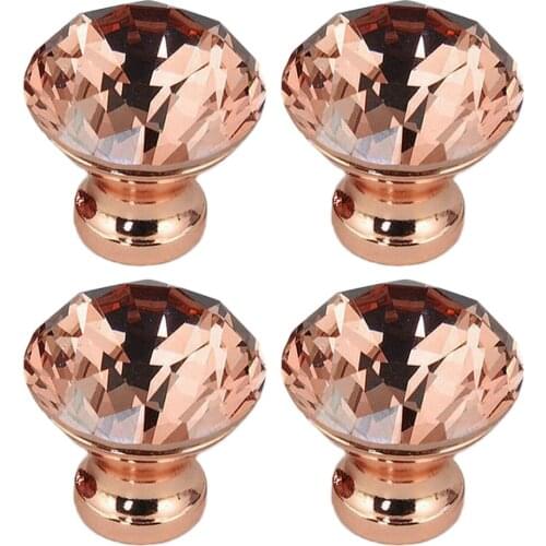 30mm Crystal Diamond Glass Pull Handle Door Knobs Drawer Cupboard Cabinet 2/4x
