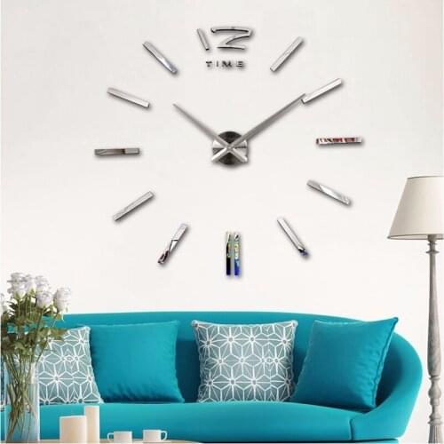 3D DIY Creative Acrylic Mirror Wall Clock Digital Modern Brief Wall Clocks Living Room Europe Circular Needle Large Wall Clock