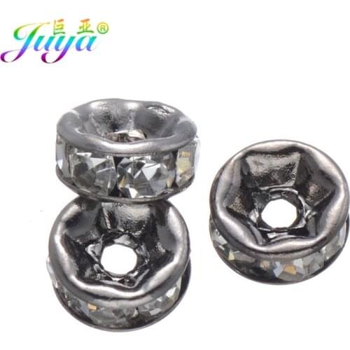 100pcs/lot 6mm Rondelle Rhinestone Beads Beadwork Jewelry Metal Spacer Beads Fit Beads Jewelry Making Accessories Jewelry Beads