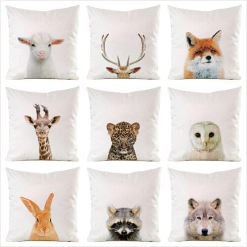 45cm*45cm Animals Photo Inimitated Silk Fabric Throw Pillow Covers Couch Cushion Cover Home Decorative Pillows Pillow Case