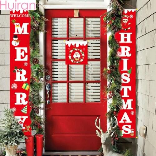 Huiran Merry Christmas Porch Sign Decorative Door Banner Christmas Decorations for Home 2019 Navidad 2020 Happy New Year Natal
