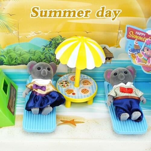 1/12 Simulation Dollhouse Funiture Miniatures Picnic Hospital Set Forest Animal Family Anime Figure Koala Reindeer Toy For Girl