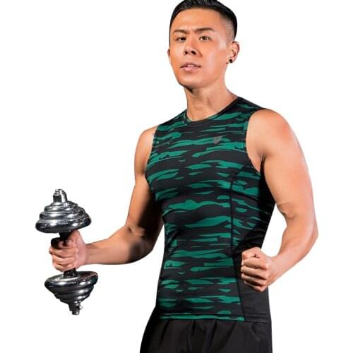 FANNAI Quickly Dry Mens Running Shirts Compression Tights Gym Tank Top Fitness Sleeveless T-shirts camouflage Sport Running Vest