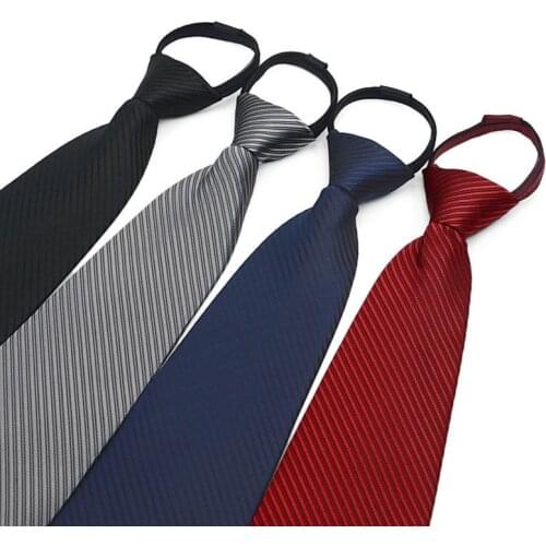 Faroonee Mens Zipper Tie Commercial Formal Suit Lazy Neck Ring Necktie Neck Tie Striped Male Wedding Narrow Cravate Gifts