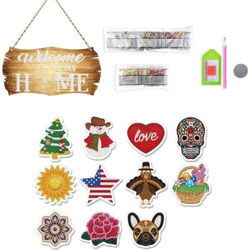 DIY House Listing Diamond Painting Kit Handmade Noctilucent Doorplate Iron Sheet Embroidery Crafts Outdoor Door Decor