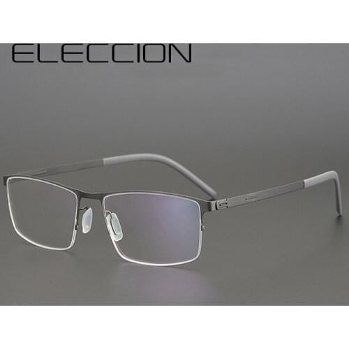 Germany Brand Designer Glasses Men Super Thin Medical Aviation Stainless Steel Half Rim Square Eyeglasses Women Spectacle Frame