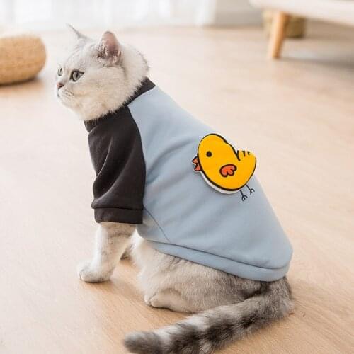 New autumn and winter thin fleece pet clothes cat sweater teddy dog small dog puppies cartoon cat cat costume