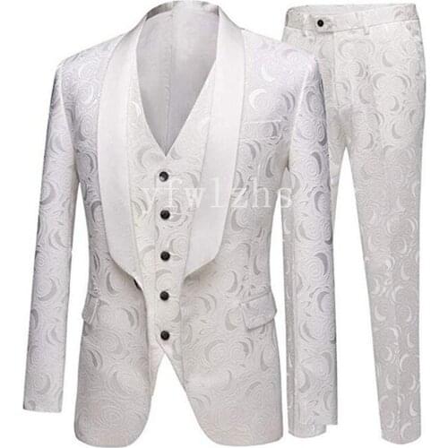 New Arrival One Button Groomsmen Shawl Lapel Groom Tuxedos Men Suits Wedding/Prom Best Man Blazer ( Jacket+Pants+Vest+Tie) B132