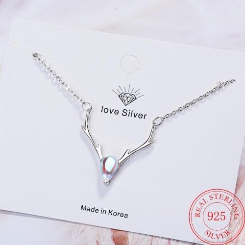 New Luxury 925 Sterling Silver Antlers Gradient Round Crystal Pendant Choker Necklace For Women Wedding Fine Jewelry Party Gifts