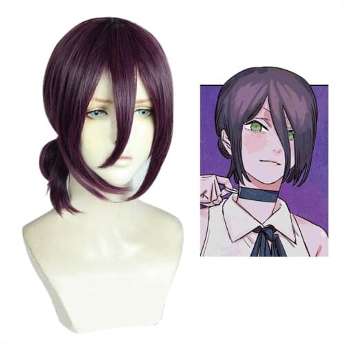 Reze Wig Dark Purple Hair Anime Chainsaw Man Cosplay Synthetic Wig Ponytail Reze Cosplay