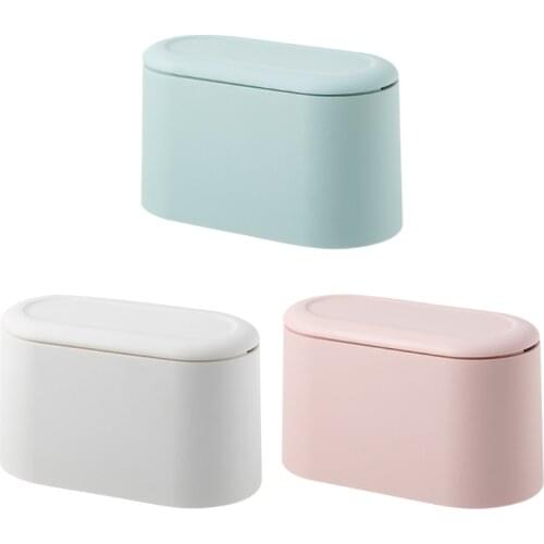 37MF Practical Mini Desktop Trash Can Tabletop Waste Bin with Lid Countertop Garbage Basket Trashbox Home Office Desk Decor