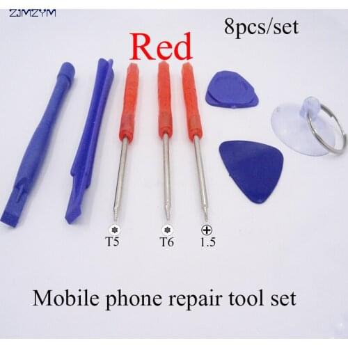 Multi-color 8 in 1 Mobile Phone Repairing Tool Kit Spudger Pry LCD Repair Tools with 1.5/T5/T6 Screwdrivers