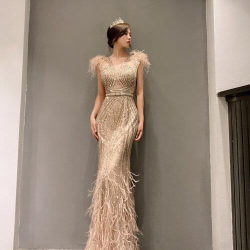 Dubai luxury dress celebrity wedding evening dresses mermaid Beaded 2021 New style Cocktail Formal party