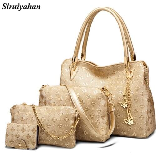 Luxury Handbags Women Bags Designer Womens Shoulder Bag 4 Pieces Top-handle Bags Set Solid High Quality Leather Tote Bag