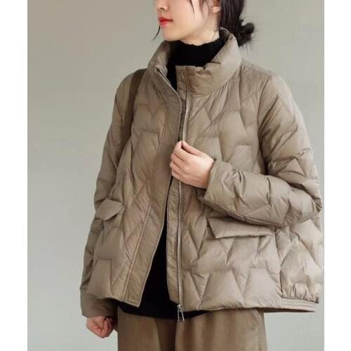 SEDUTMO Winter Thin Duck Down Jacket Womens Ultra Light Slim Casual Coat Autumn Short Puffer Outwear ED1635