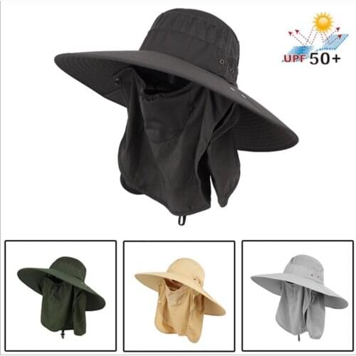 Wide Brim Solid Color Fishing Hat Sun Visor Hat Sun Protection Men Shading Cycling Summer FishermanS Hat Basin Cap