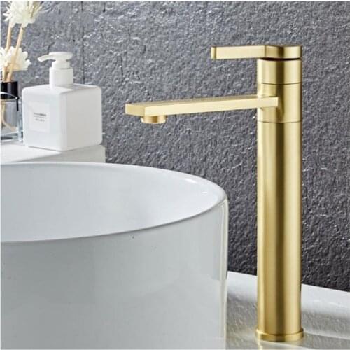 Bathroom Basin Faucet Gold Brushed Brass Mixer solid copper Luxury North Europe style Tap Sink Taps Basin Faucet