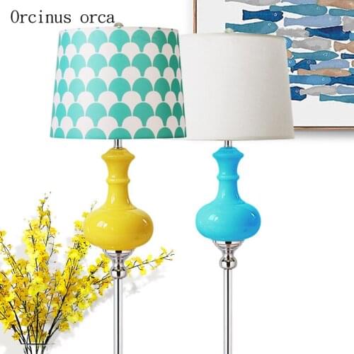 Mediterranean modern simple color floor lamp living room study room restaurant American glass creative floor lamp free shipping
