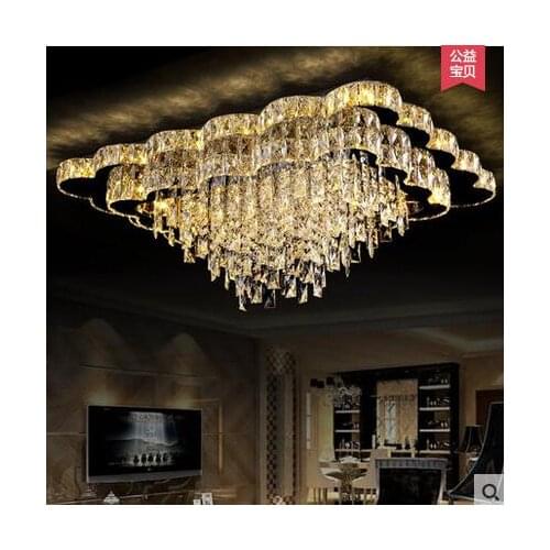 LED Ceiling Lights Ideas Simple Warm Sitting Room Atmosphere Remote Control Rectangle Crystal Absorb Dome Light Ceiling Lamps