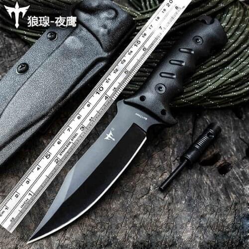 Voltron Self-defense military knife, special forces wild survival knife, wild outdoor straight knife, hunting camp jungle knife