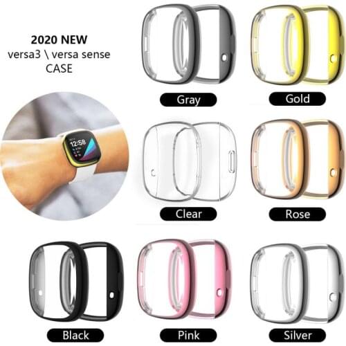 Protective Cover For Fitbit Versa 3 Sense Watch Screen Protector For Fitbit Smart Watch Electroplating Protective Shell TXTB1