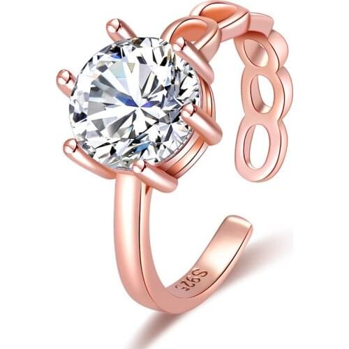 Ladies new design Rose gold thin finger ring with fashion crystal