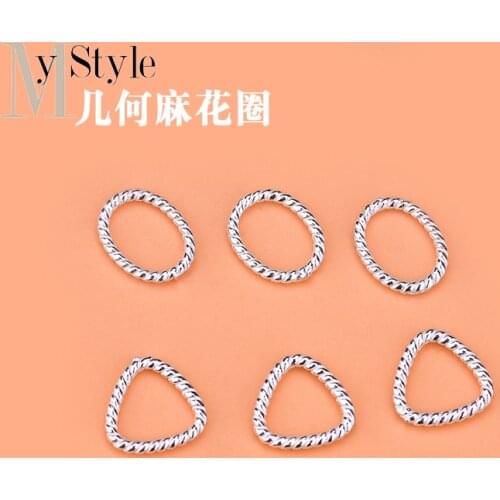 10pcs S925 sterling silver bracelet bracelet DIY accessories Triangle ellipse twist ring beads scattered jewelry DIY