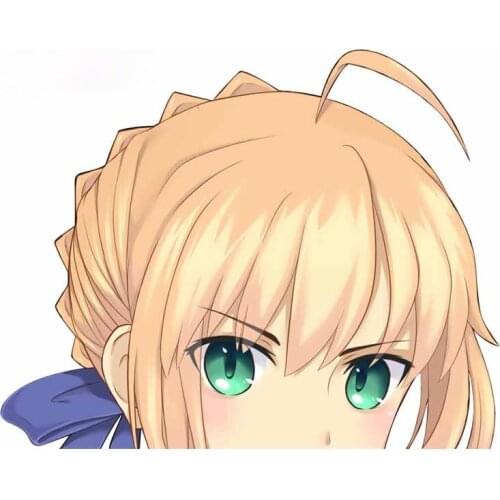 13cm x For FATE SABER PEEKING Fine Car Stickers Car Styling Decal Personality Graphics Sticker Occlusion Scratch